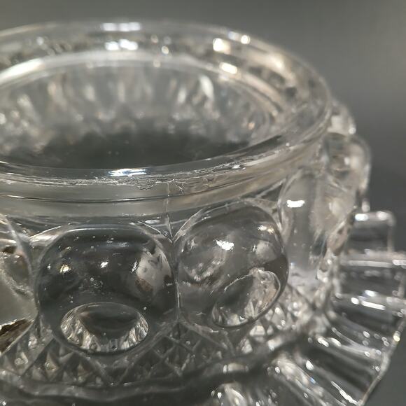 Reverse Torpedo Pattern 7" Round Glass Bowl, Vtg EAPG by Dalzell, Gilmore, Leigh - Picture 8 of 10